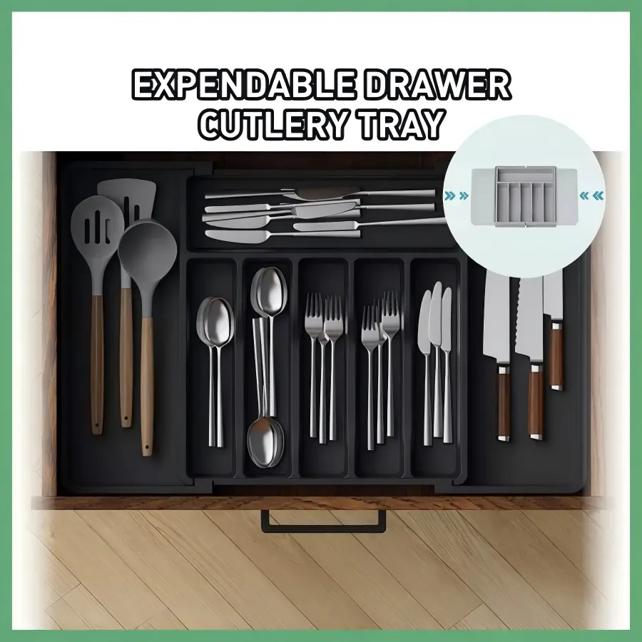 2pcs Expandable Cutlery Storage Tray