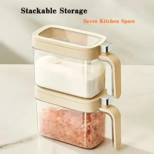 2pcs Kitchen Sealed Seasoning Jars With Spoon