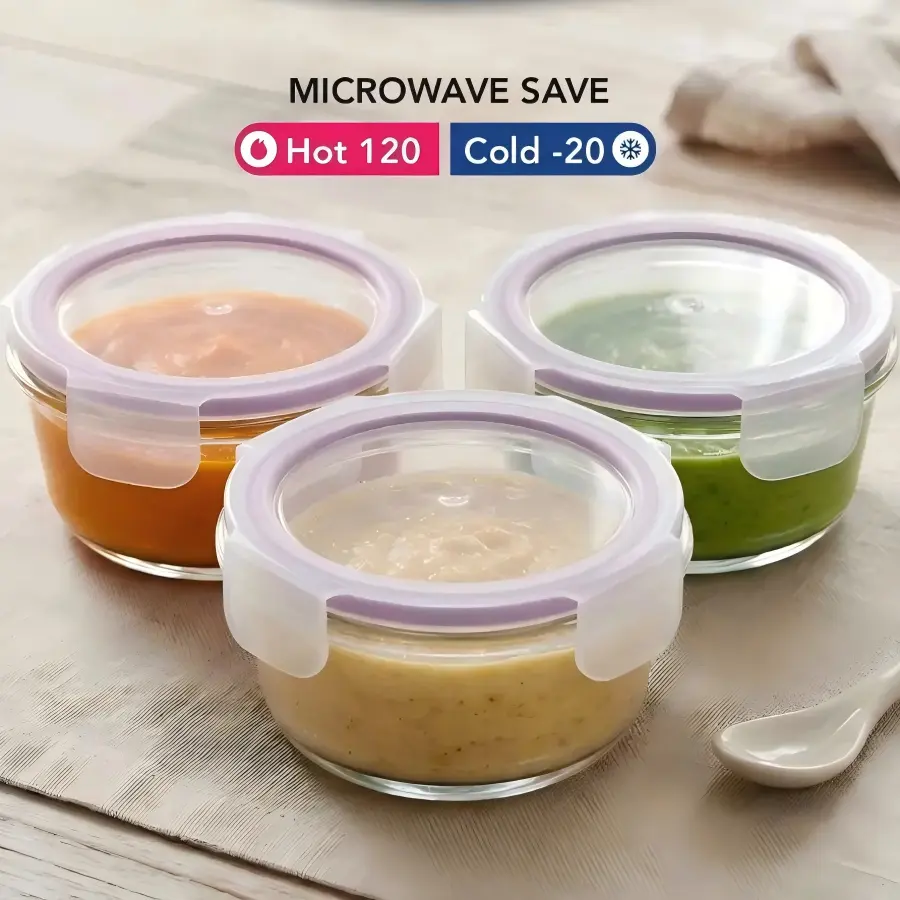 (Oven Safe) Airtight Food Container Round (3 Pcs/450ml)