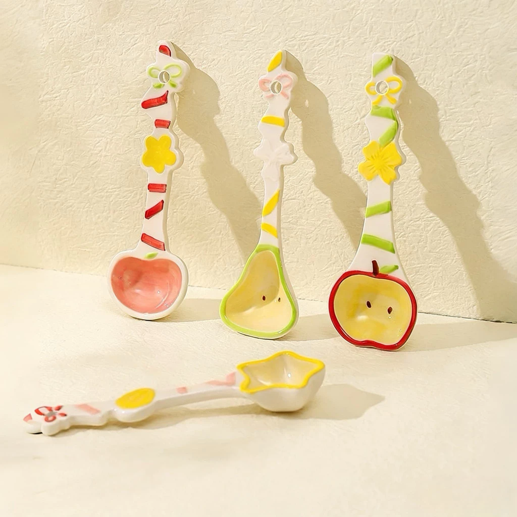 RANDOM Cute Fruit Ceramic Long Handle Spoon - Image 2