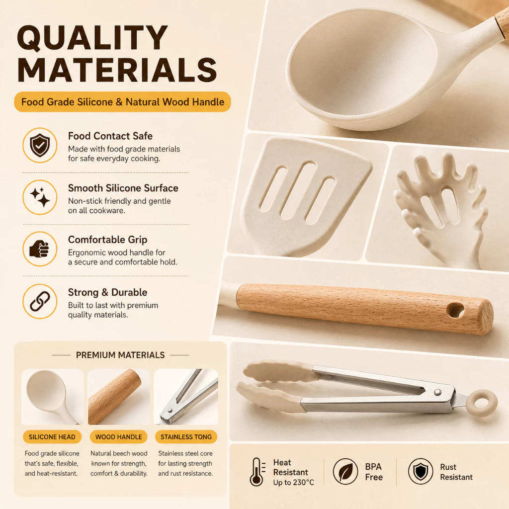 6Pcs Food Grade Silicone Kitchen Utensil Set - Image 3