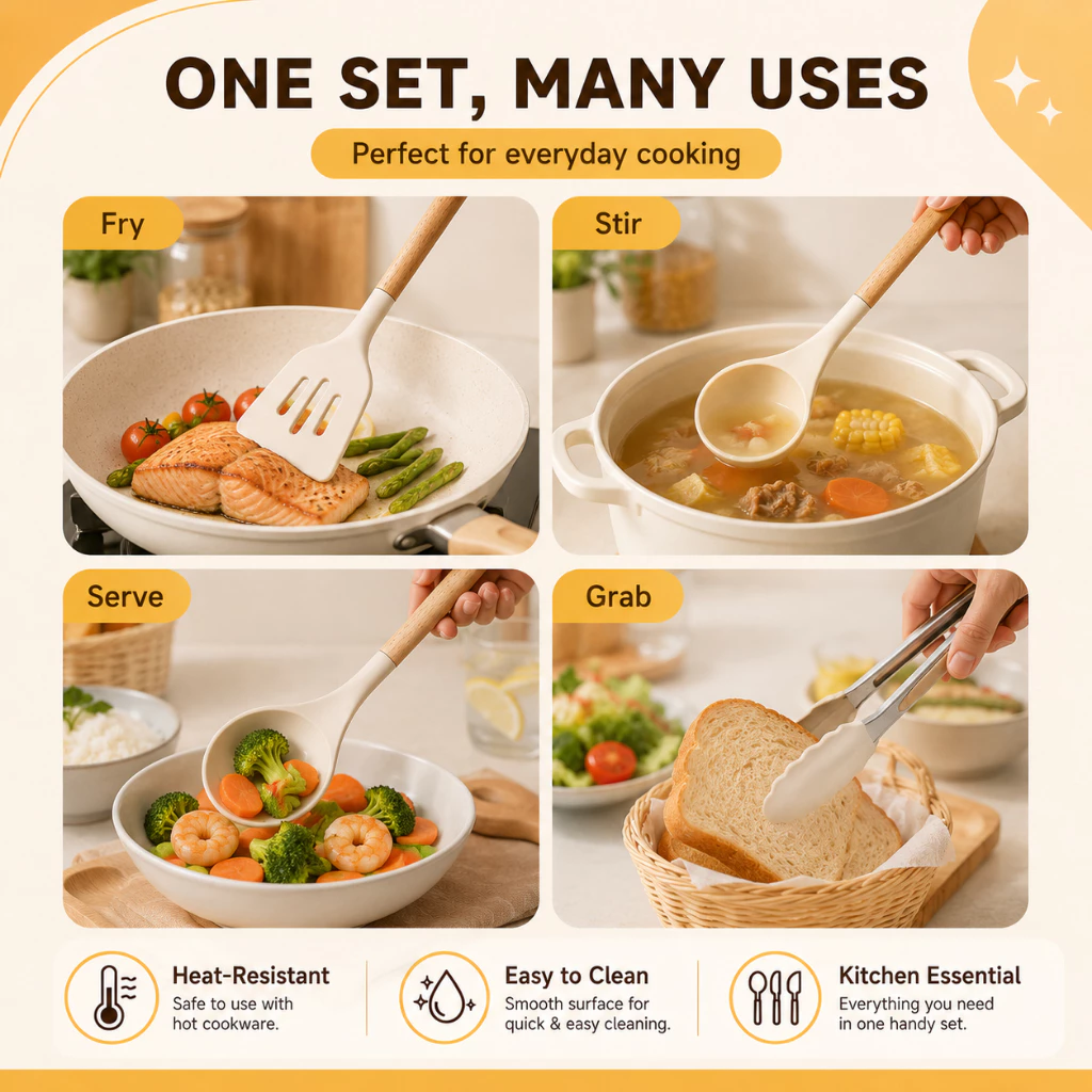 6Pcs Food Grade Silicone Kitchen Utensil Set - Image 2