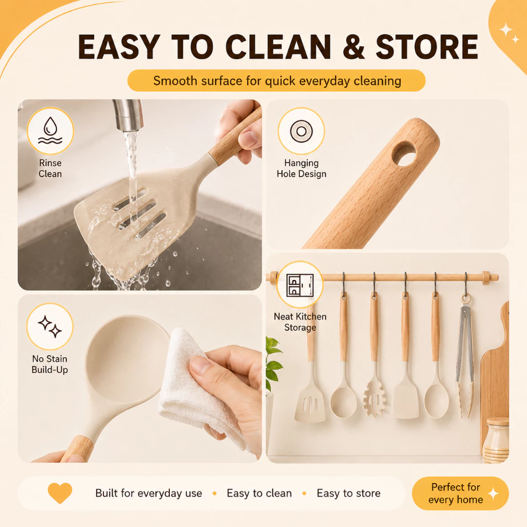 6Pcs Food Grade Silicone Kitchen Utensil Set - Image 5