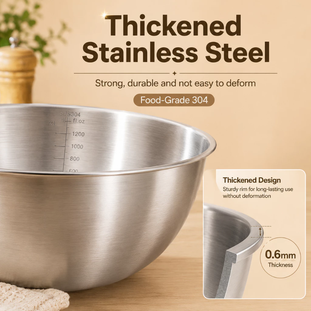 304 Stainless Steel Mixing Bowl Set - Image 3