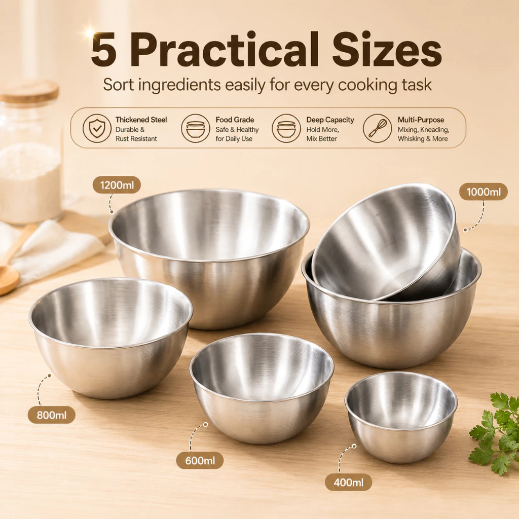 304 Stainless Steel Mixing Bowl Set