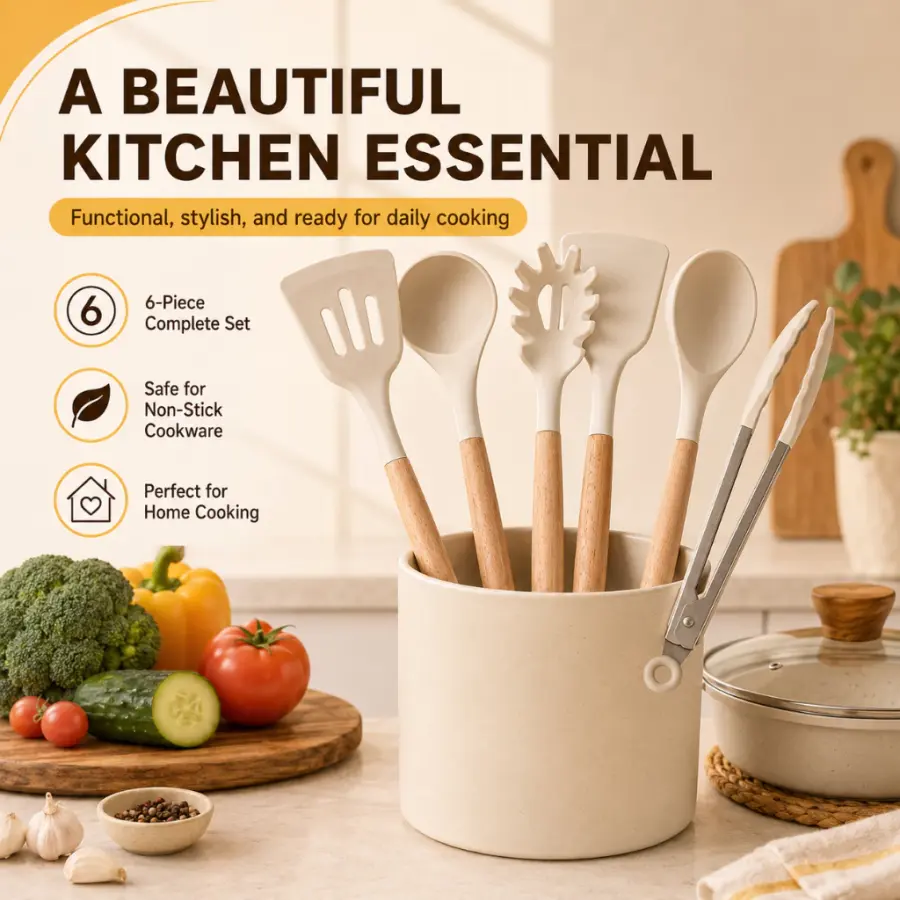 6Pcs Food Grade Silicone Kitchen Utensil Set