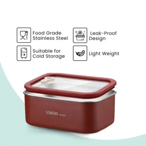 SS 304 Stainless Steel Rectangle Storage Container Bento Lunch Box