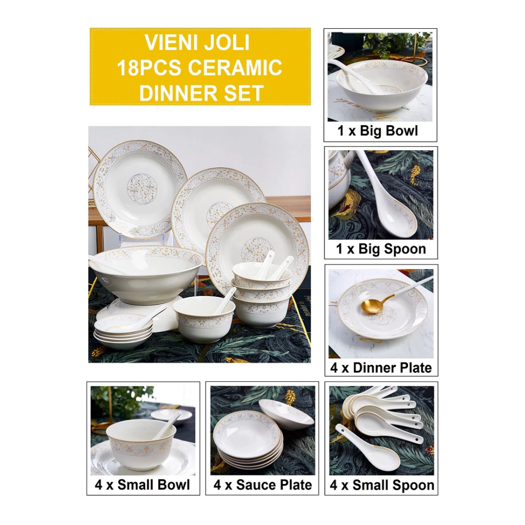 Vieni Joli Ceramic Dinnerware Set (18 Pcs) - Image 3
