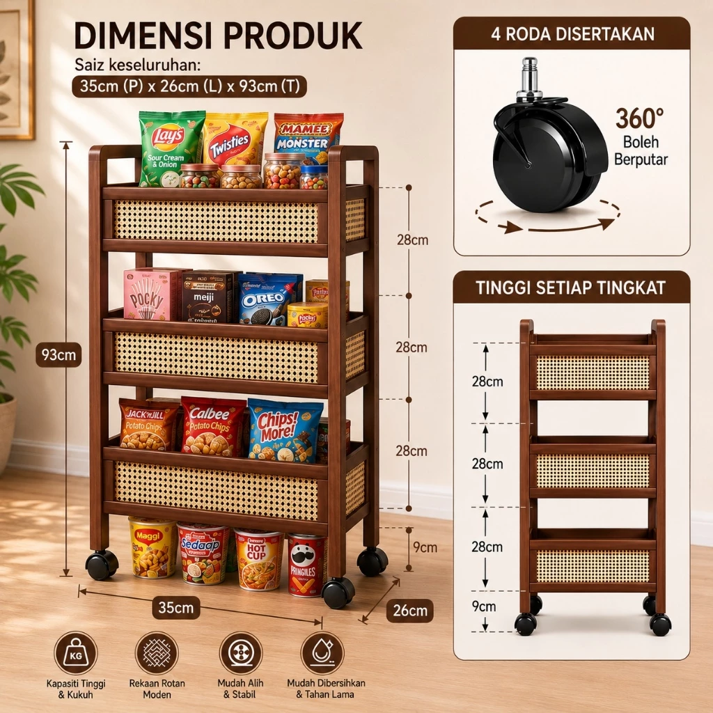 3 Layers Bamboo Storage Rack - Image 2