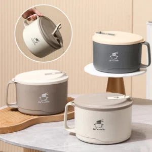Beige Multipurpose Instant Noodle Cup Bowl Stainless Steel Food Container